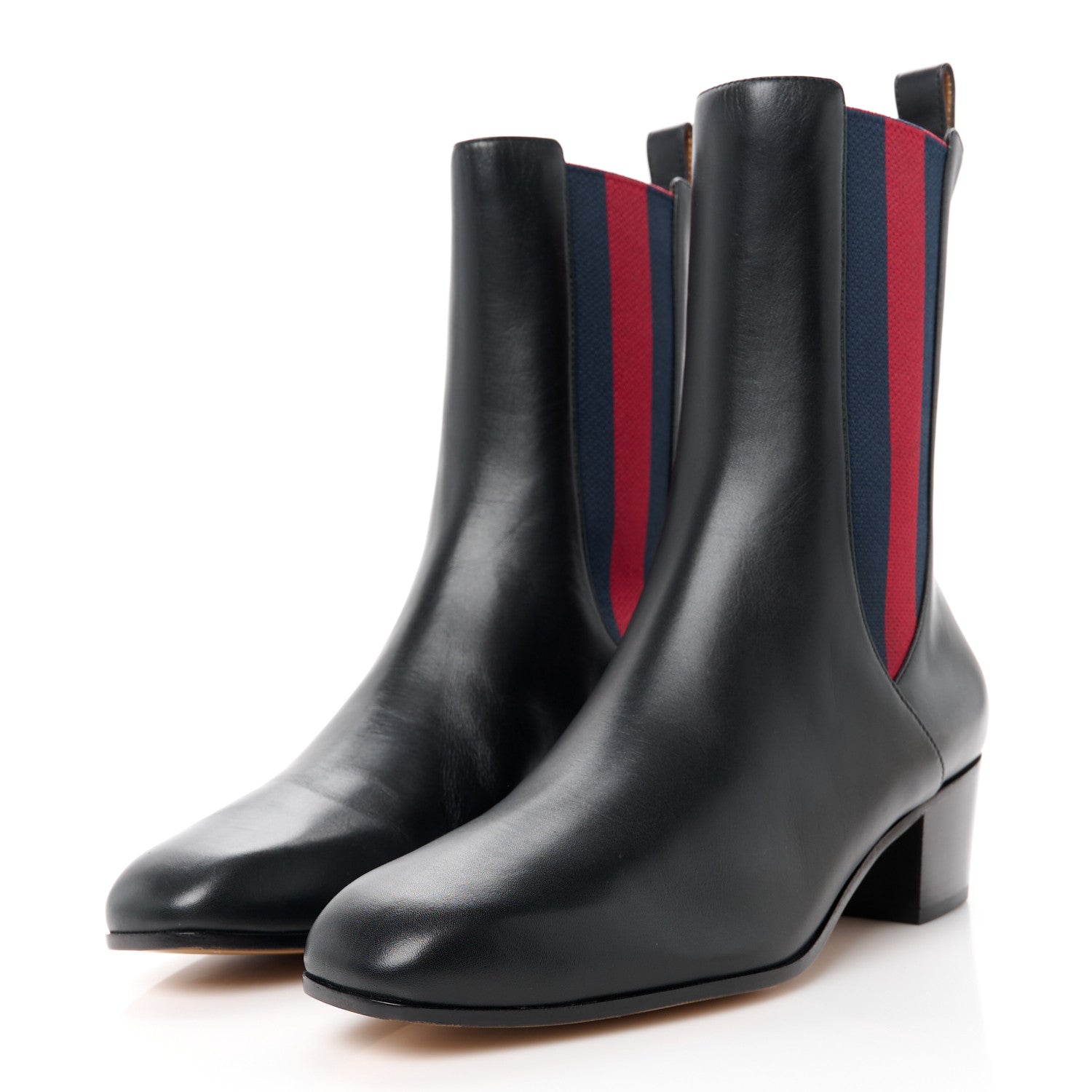 Gucci Calfskin Web Karen Ankle Boots 40 Black 3 of 8