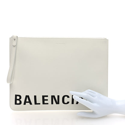 Balenciaga Calfskin Logo Cash Wristlet Clutch Bag White 2 of 6