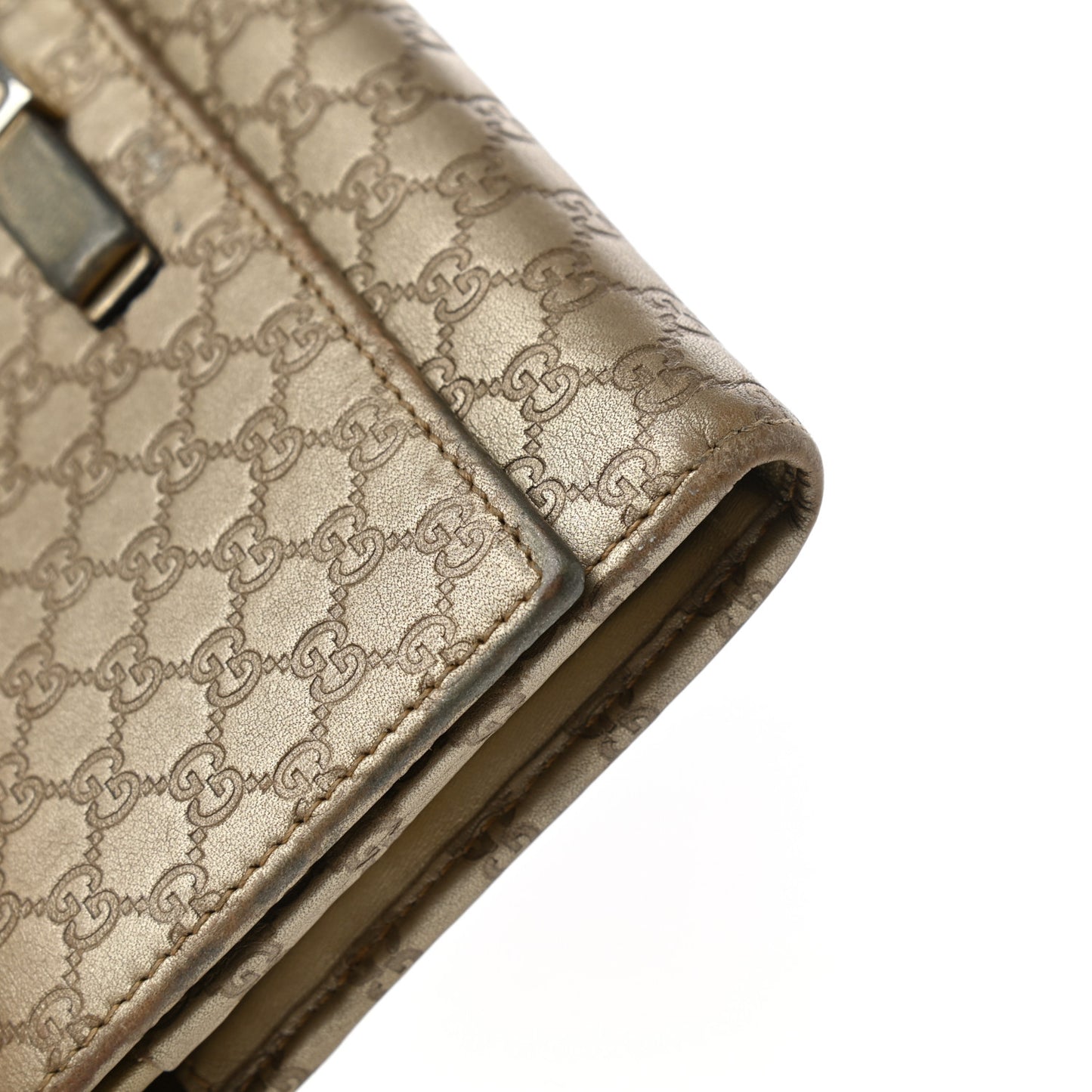 Metallic Microguccissima Bow Continental Wallet Golden Beige