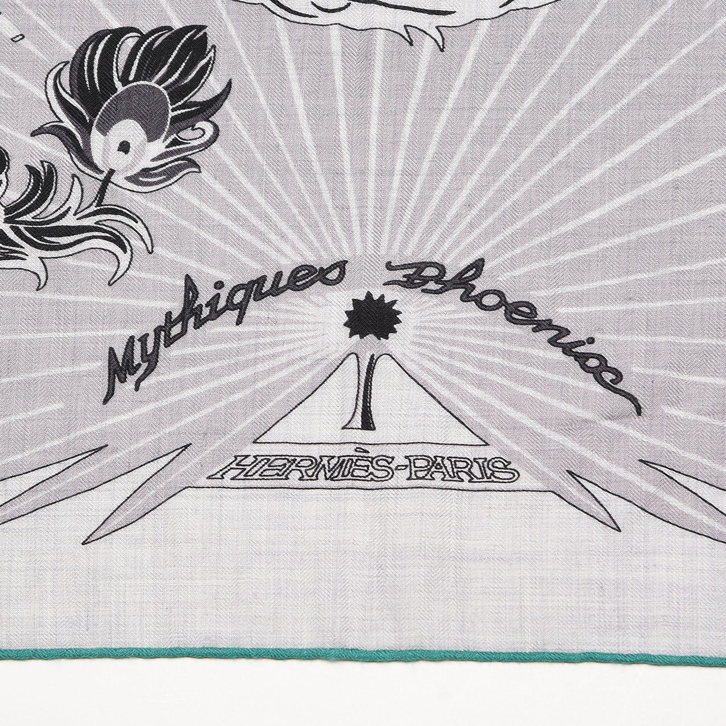 Cashmere Silk Mythiques Phoenix Coloriage Shawl 140 Gris Chine Black Vert