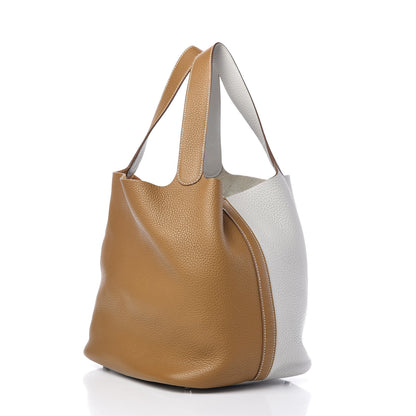 Hermes Taurillon Clemence Picotin Lock 26 GM Kraft Gris Perle 3 of 9