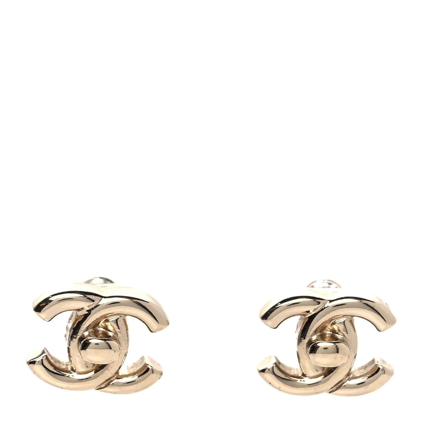 Metal CC Turnlock Earrings Gold
