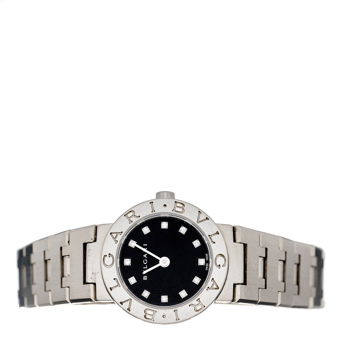 Stainless Steel Diamond 23mm Quartz Watch Black