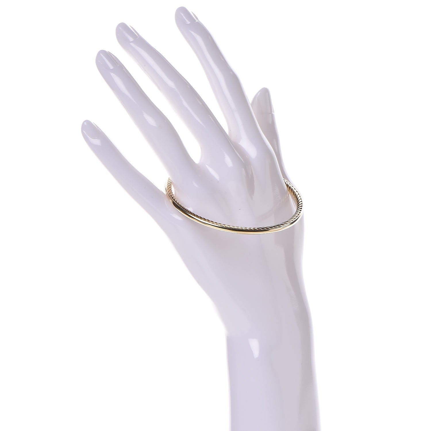 David Yurman 18K Yellow Gold 3mm Inside Cable Classic Bangle Bracelet M 2 of 4