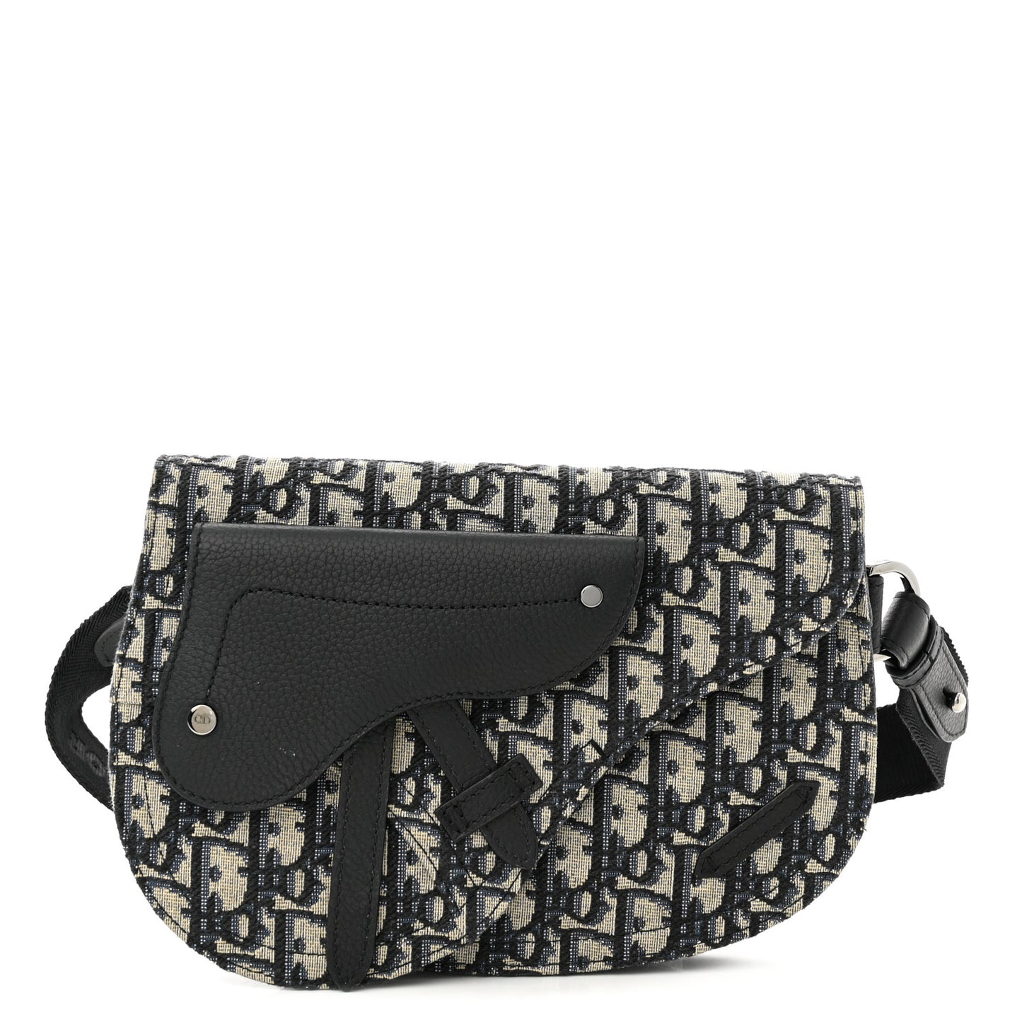 Oblique Saddle Messenger Pouch Beige Black