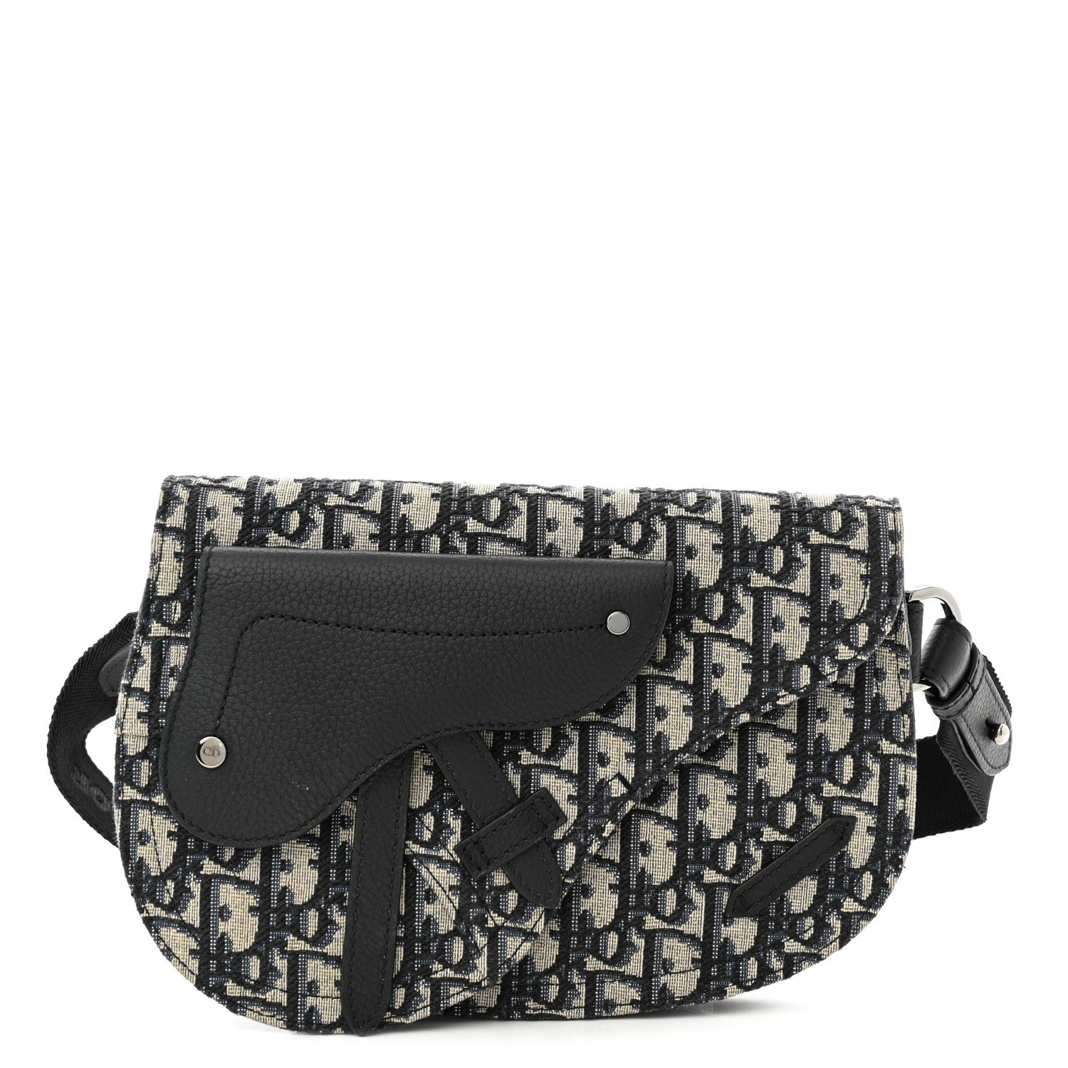 Christian Dior Oblique Saddle Messenger Pouch Beige Black 1 of 10