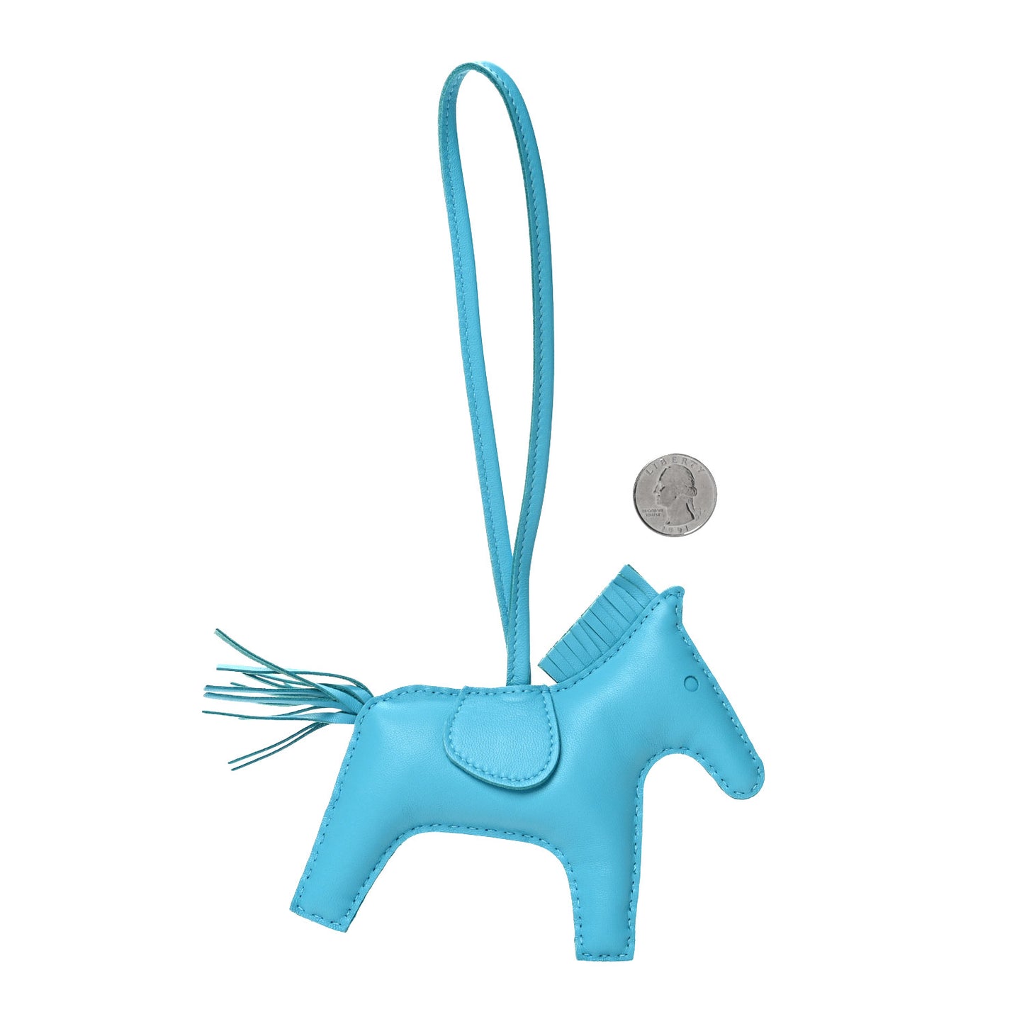 Milo Lambskin Grigri Rodeo Horse Bag Charm MM Bleu Azteque