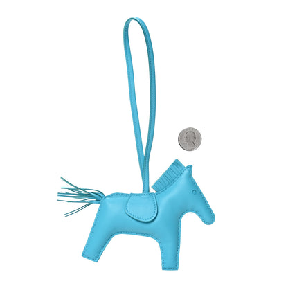 Hermes Milo Lambskin Grigri Rodeo Horse Bag Charm MM Bleu Azteque 2 of 4