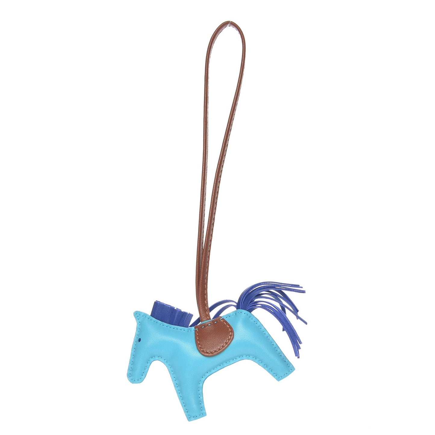 Milo Lambskin Grigri Rodeo Horse Bag Charm PM Bleu Azteque Bleu Electrique Fauve
