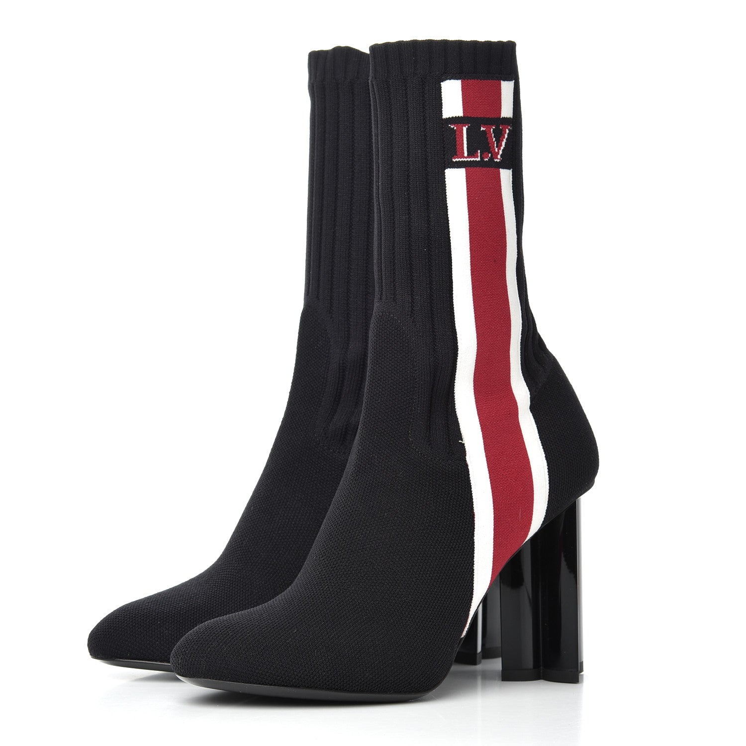 Louis Vuitton Stretch Fabric Silhouette Stripe Ankle Boots 36 Black 3 of 9