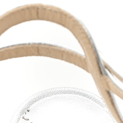 Jimmy Choo Metallic Nappa Sacora 85 Sandals 38.5 Silver 9 of 10