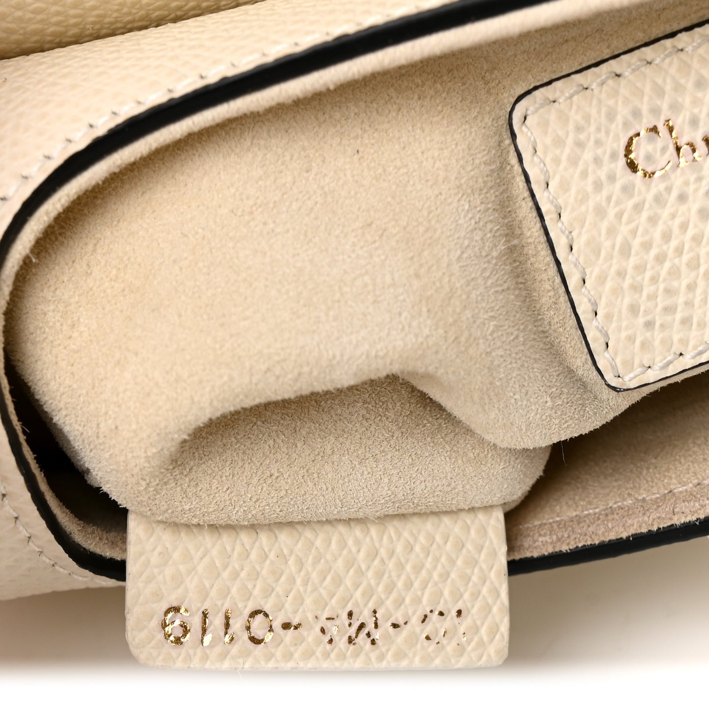 Grained Calfskin Mini Saddle Bag White