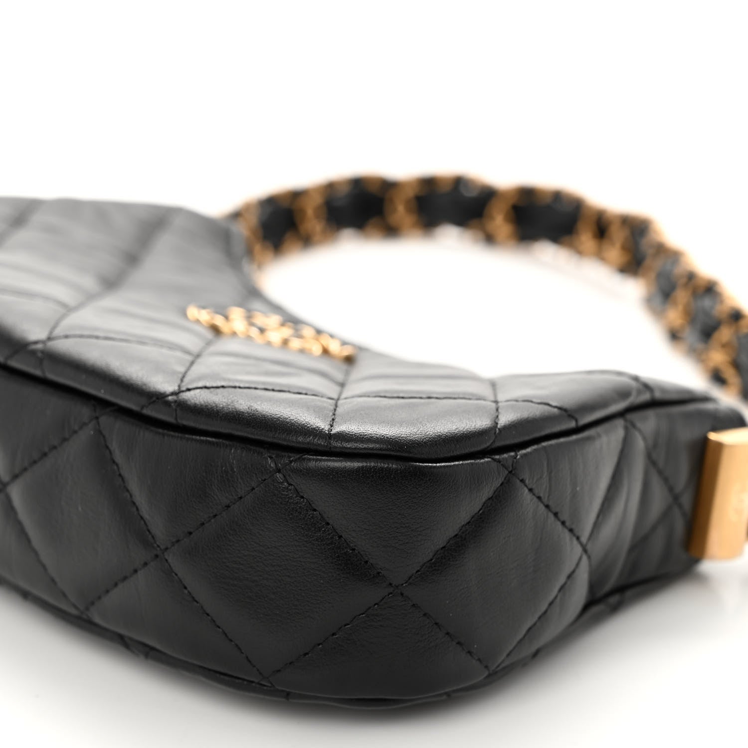 Chanel Crumpled Calfskin Quilted Braided CC Small Hobo Black 10 of 10