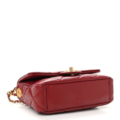 Chanel Caviar Quilted Small Twist Your Buttons Flap Burgundy 4 of 11