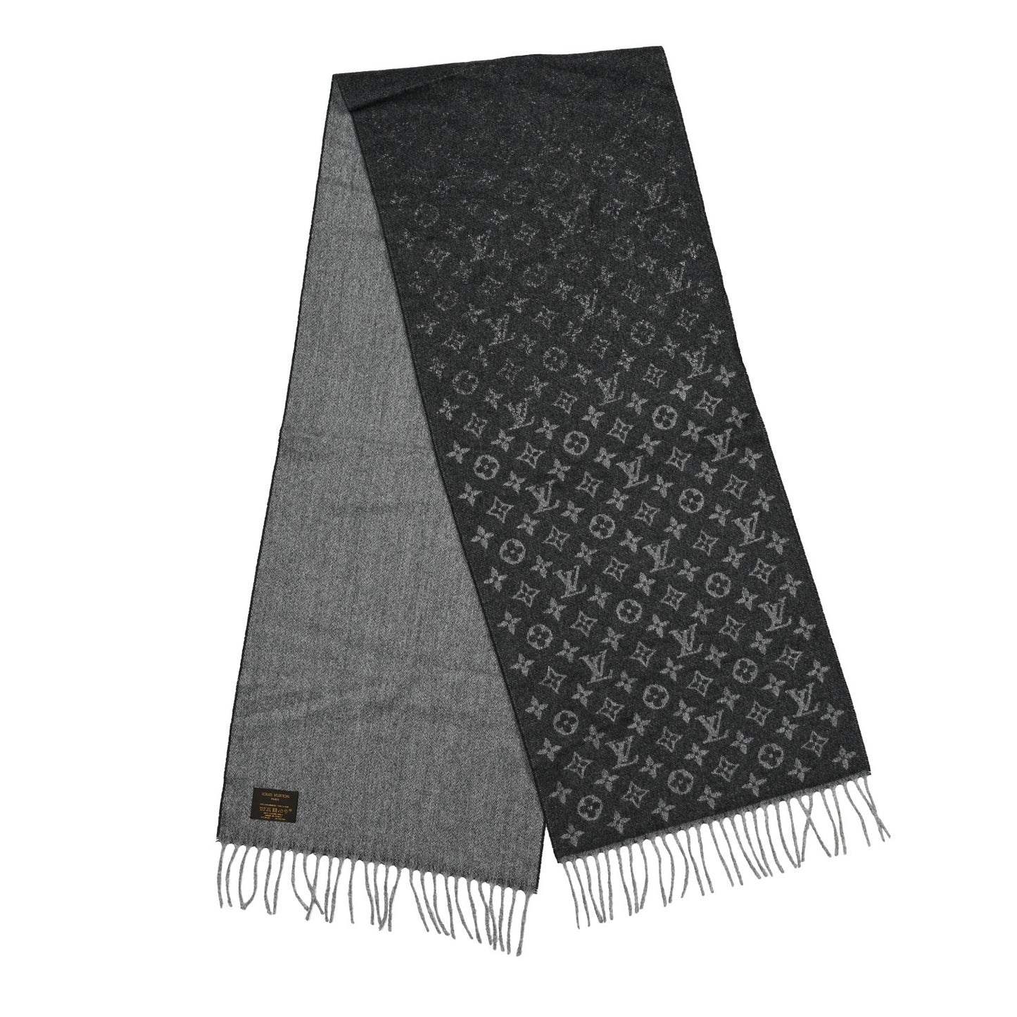 Cashmere Wool Monogram Gradient Scarf Black