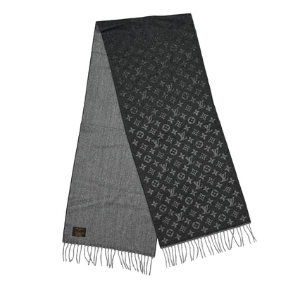 Louis Vuitton Cashmere Wool Monogram Gradient Scarf Black 2 of 3