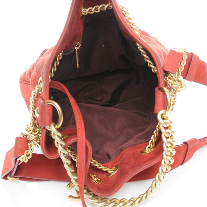 Chanel Suede Calfskin Small On My Shoulder Drawstring Bag Red 5 of 11