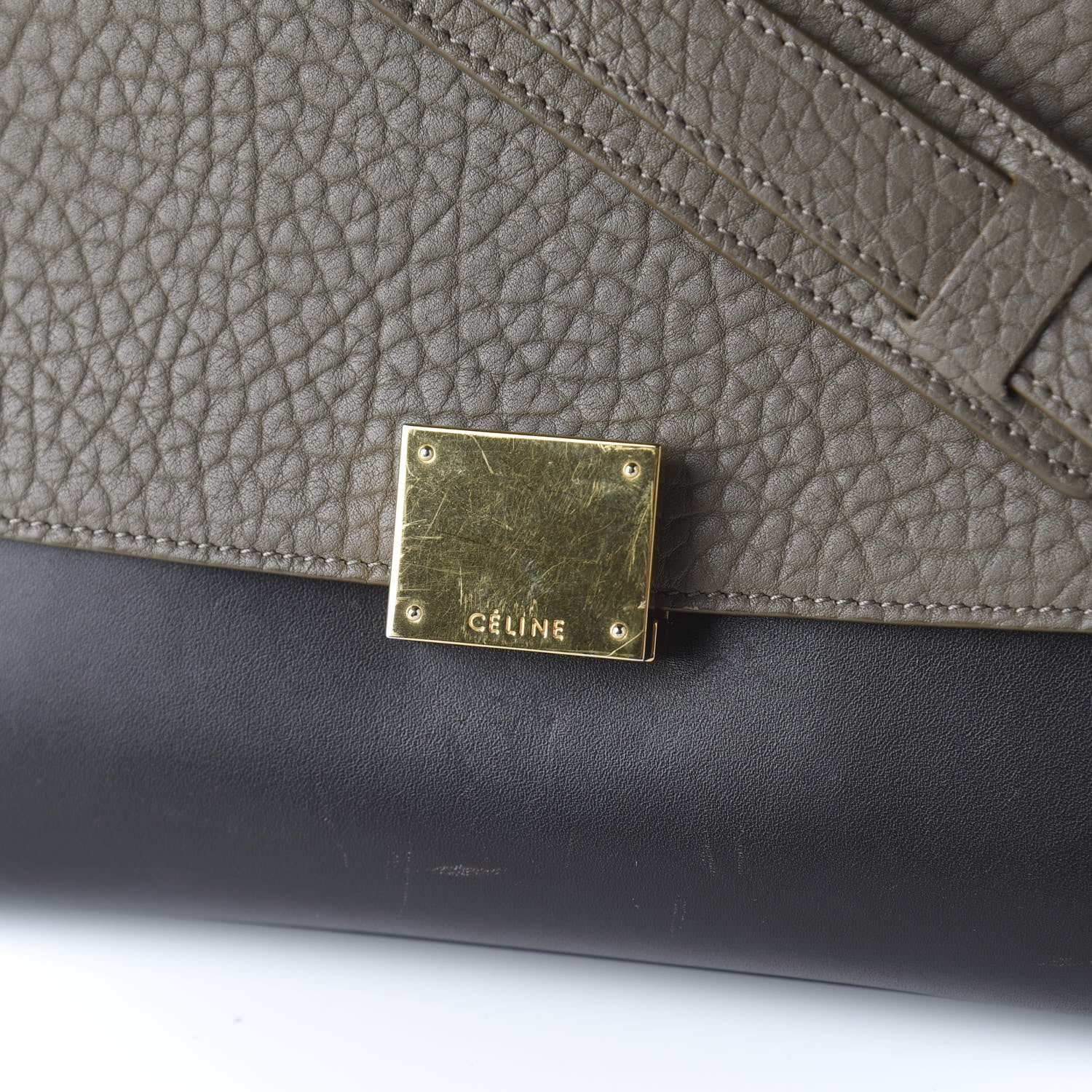 Celine Bullhide Calfskin Grained Nubuck Small Tri-Color Trapeze Taupe 8 of 11