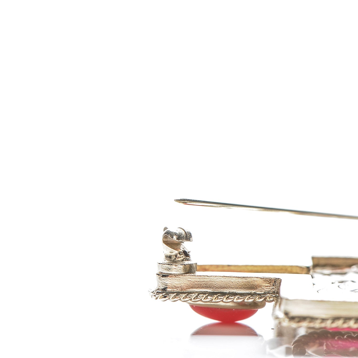 Chanel Metal Resin CC Brooch Gold Silver Red Blue 5 of 5