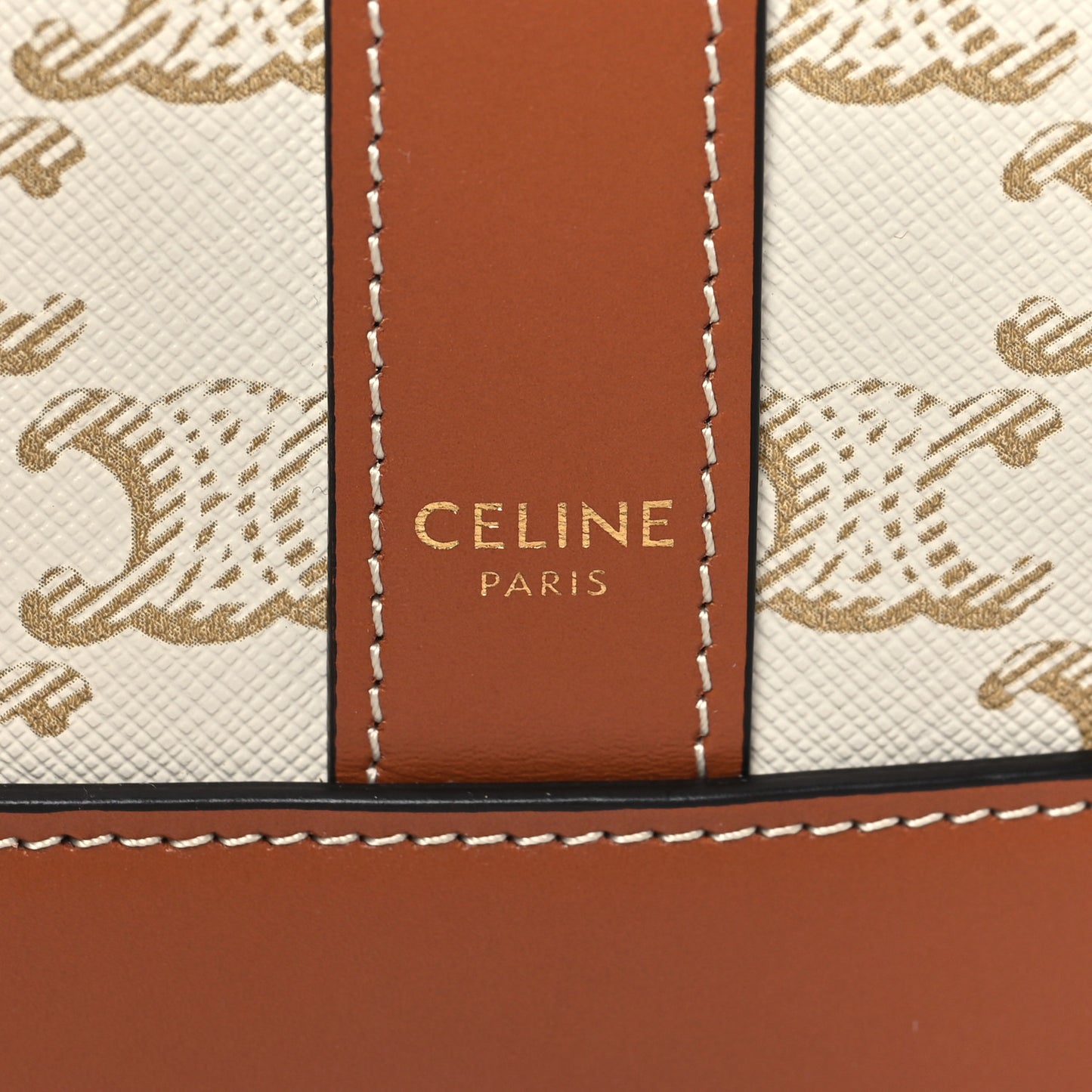 Triomphe Canvas Calfskin Small Bucket Bag White