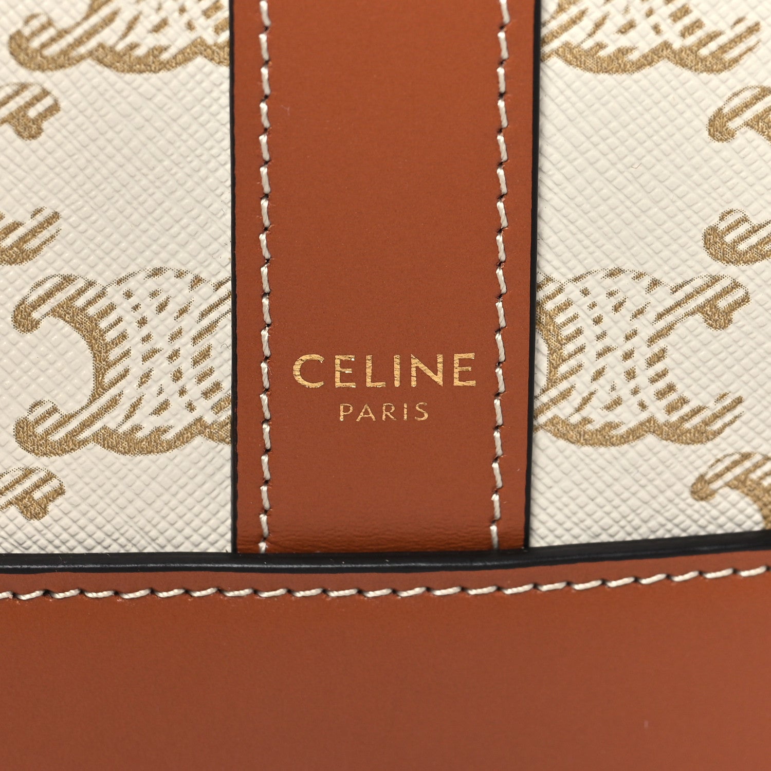 Celine Triomphe Canvas Calfskin Small Bucket Bag White 6 of 9
