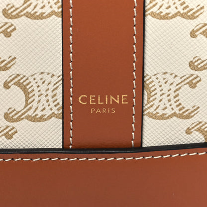 Celine Triomphe Canvas Calfskin Small Bucket Bag White 6 of 9