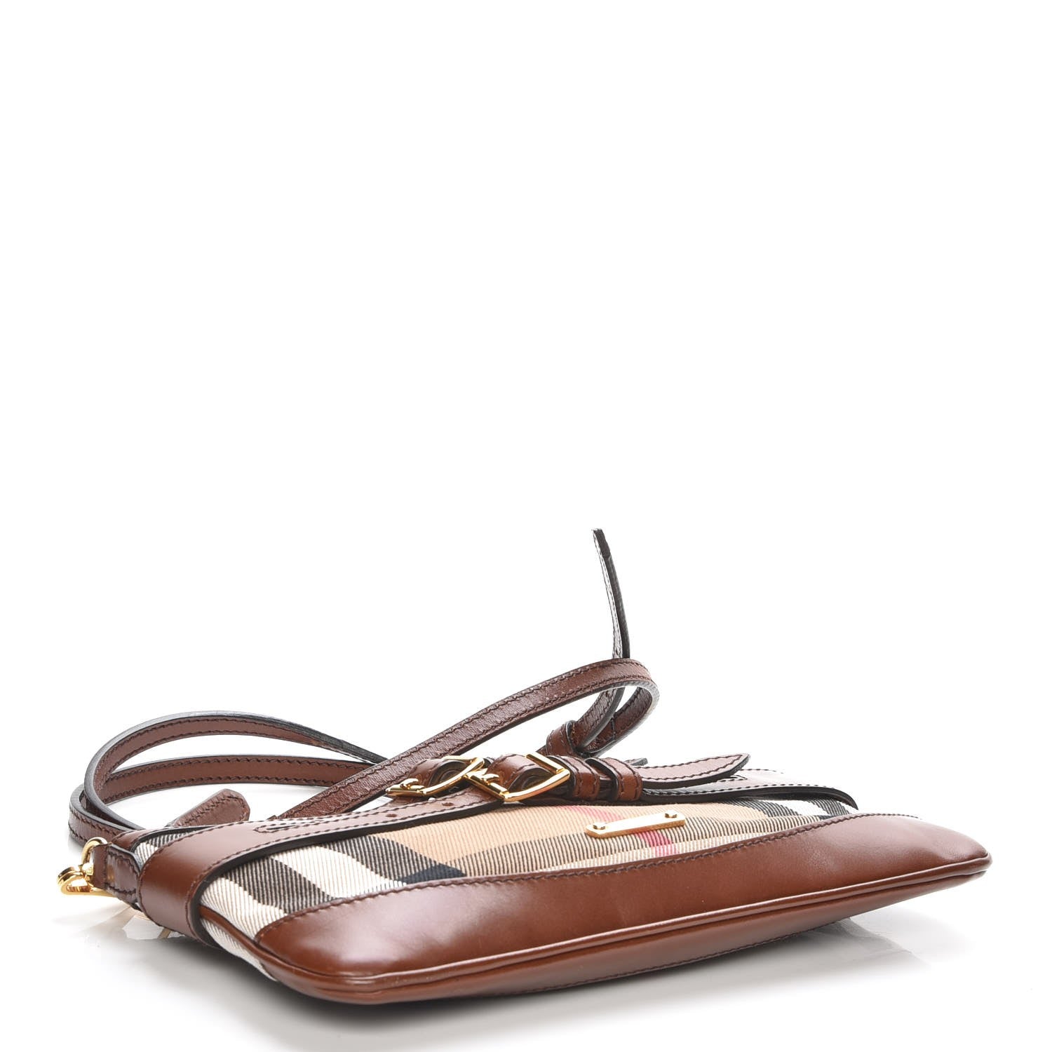 Burberry House Check Bridle Calfskin Peyton Crossbody Tan 4 of 9