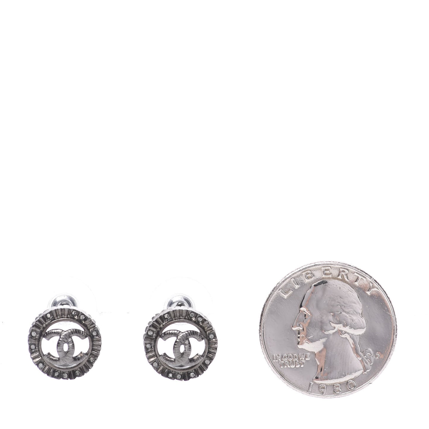 Ruthenium Crystal CC Round Earrings Silver