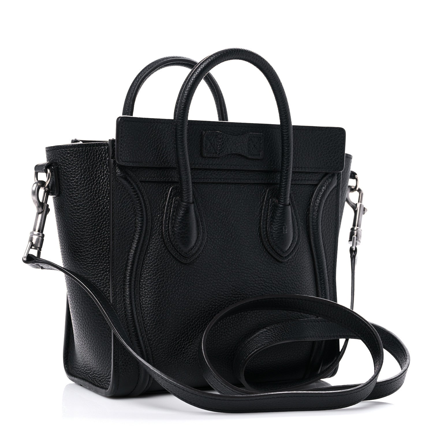 Celine Drummed Calfskin Nano Luggage Black 3 of 10
