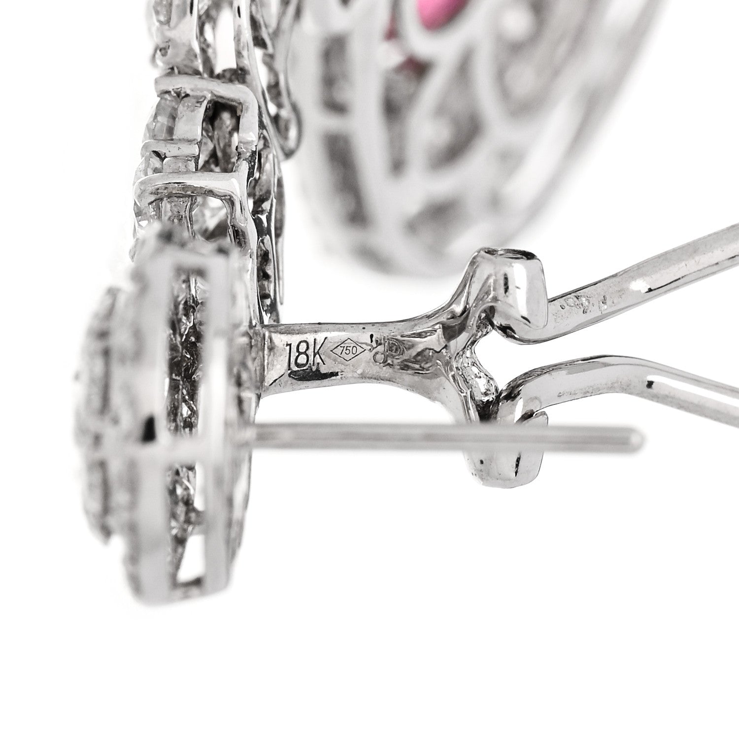 Parker & West by FASHIONPHILE 14K White Gold Diamond 4.40ctw Rubellite Pear Cut Drop Earrings 5 of 5