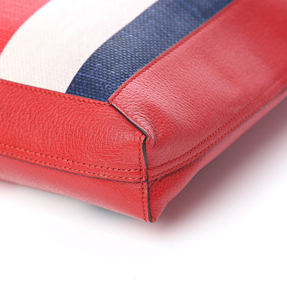 Gucci Canvas Calfskin Sylvie Stripe Logo Mens Tote Red White Blue 8 of 9