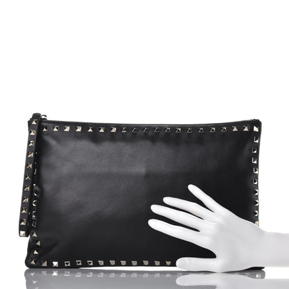 Valentino Garavani Vitello Large Rockstud Zip Wristlet Pouch Black 2 of 8