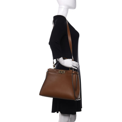 Fendi Vitello Seta Shiny Nappa Ayers Medium Peekaboo Iconic Satchel Brownie Menta 2 of 12