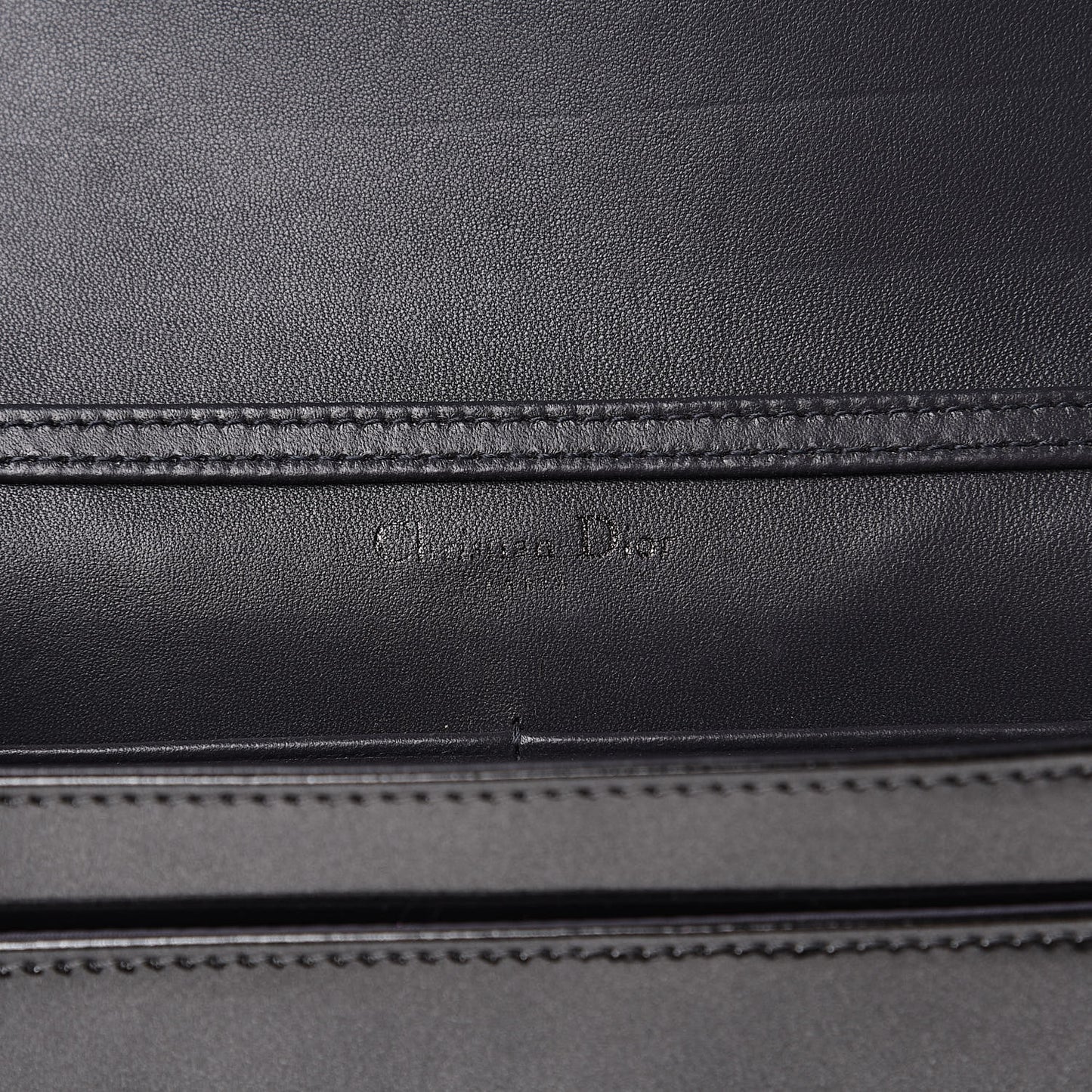 Metallic Patent Micro-Cannage Diorama Wallet on Chain Pouch Onyx Black