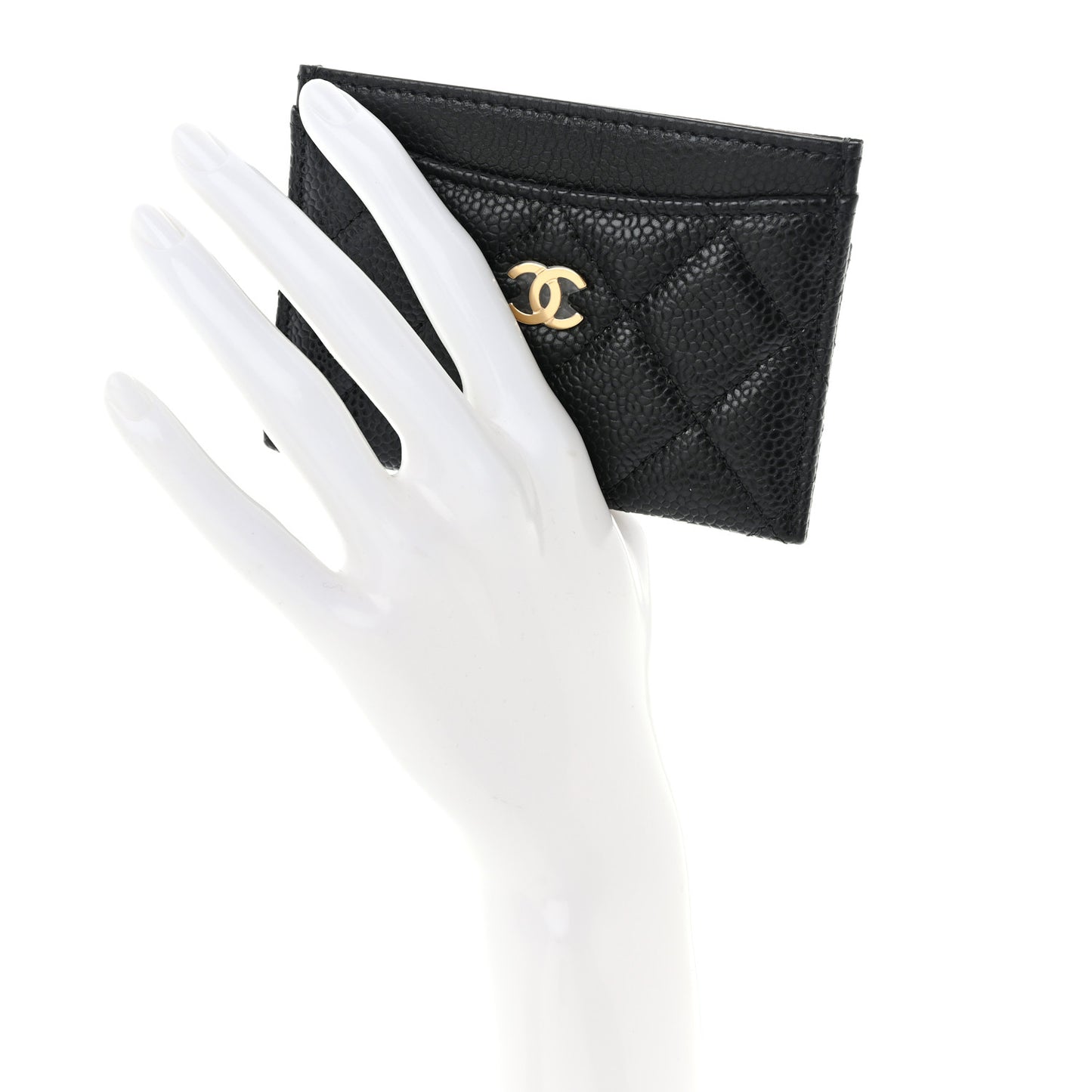 Caviar Quilted Card Holder Black