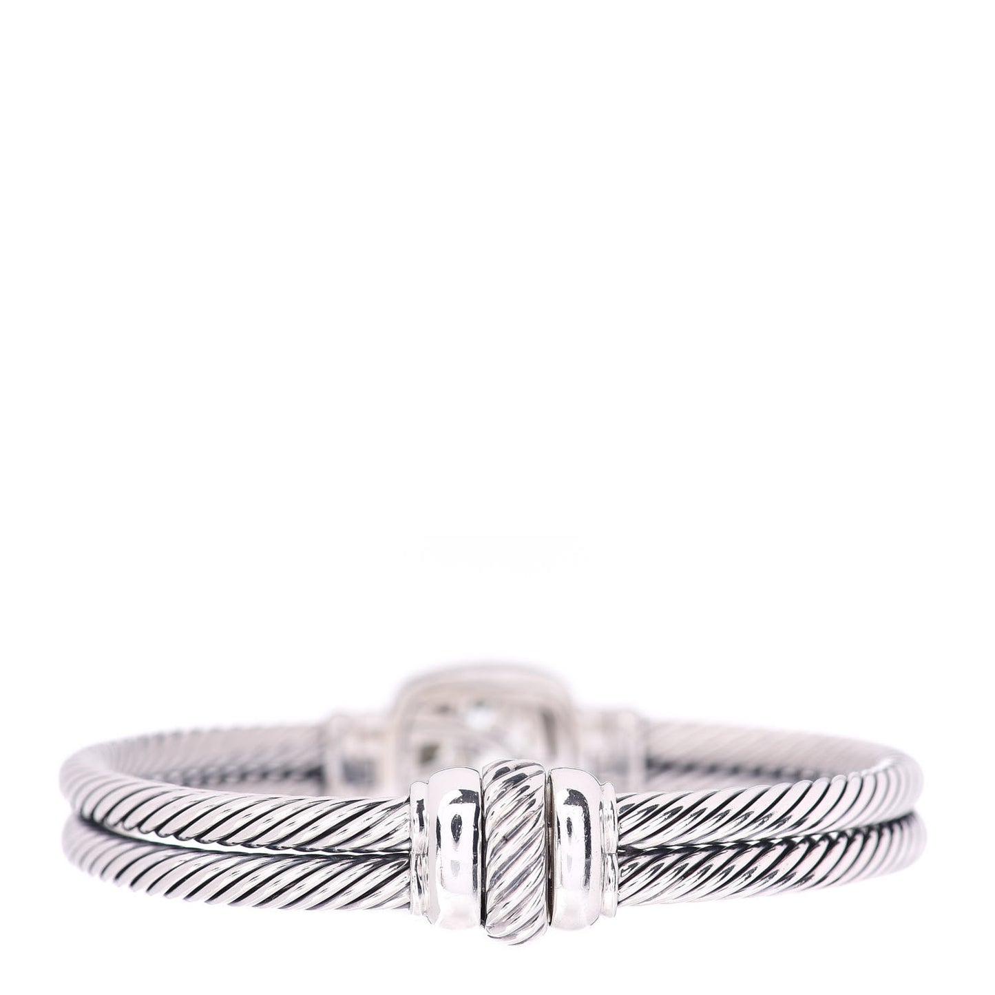 Sterling Silver Diamond Prasiolite 10mm Albion Cable Bracelet
