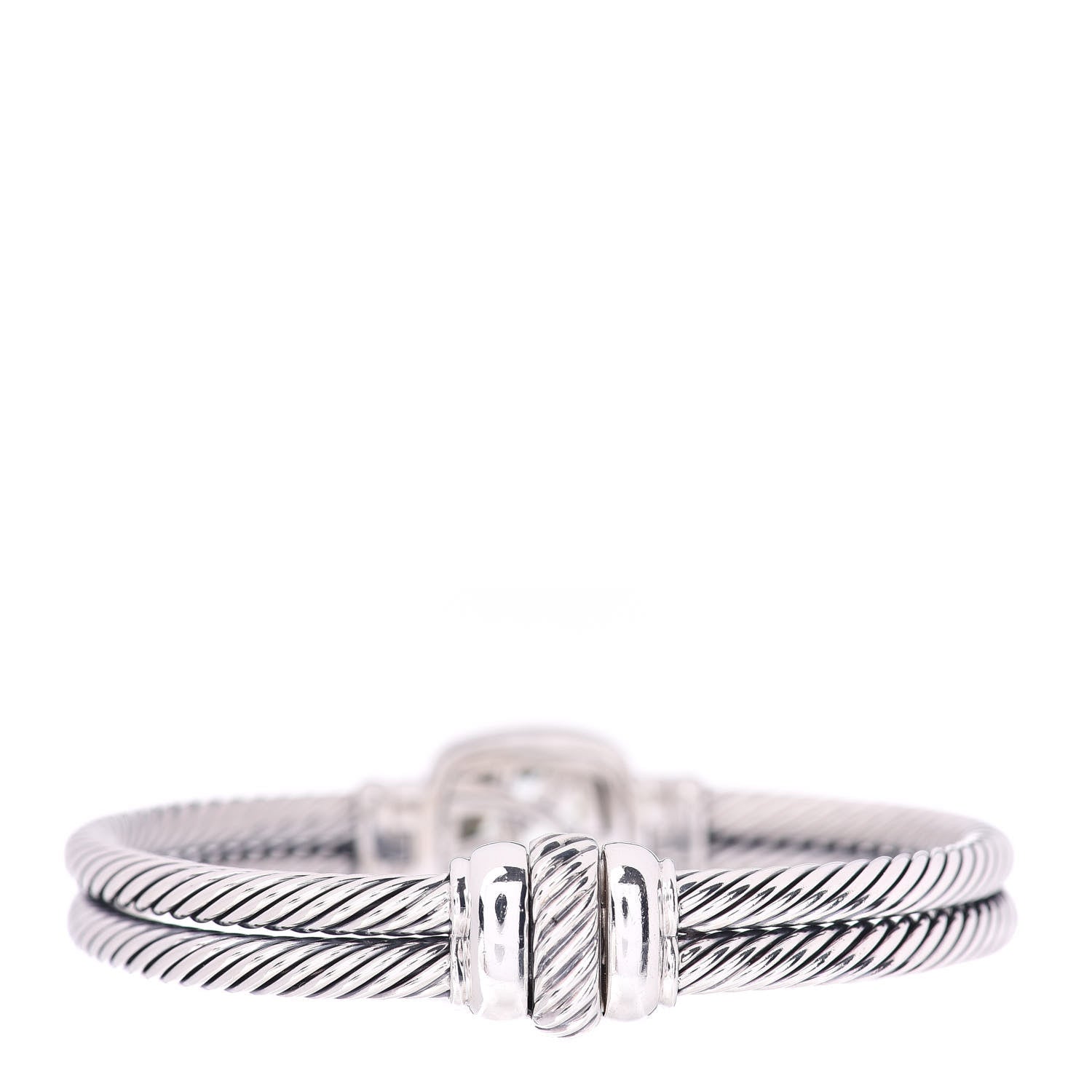 David Yurman Sterling Silver Diamond Prasiolite 10mm Albion Cable Bracelet 4 of 4