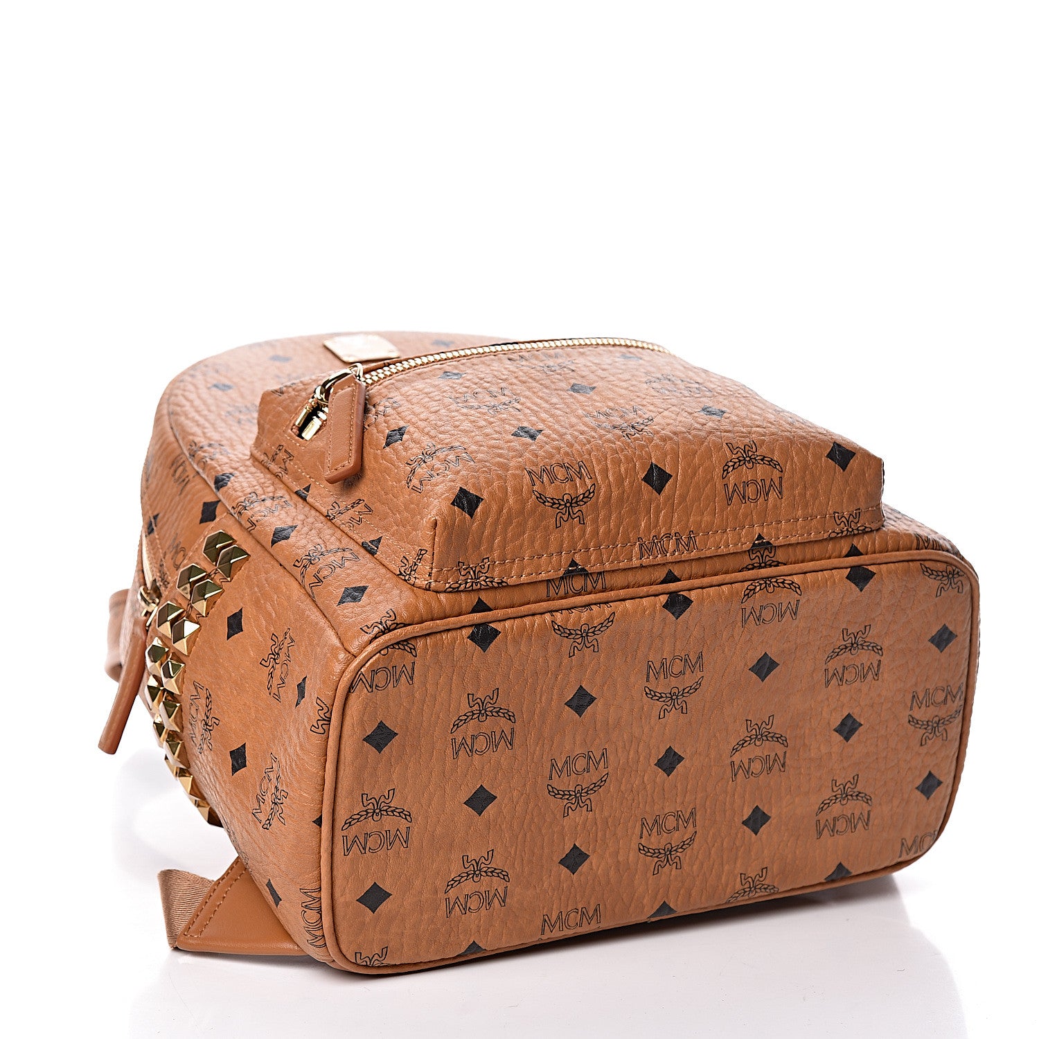 MCM Visetos Small Side Stud Stark Backpack Cognac 4 of 11