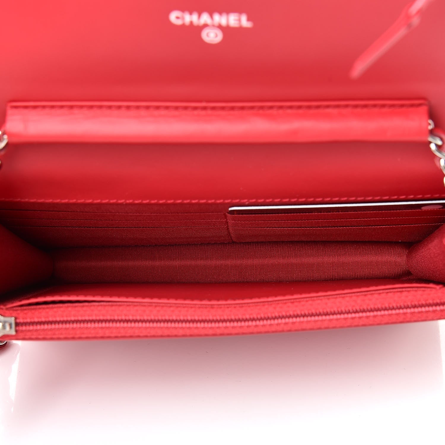 Chanel Caviar Timeless CC Wallet On Chain WOC Red 5 of 12