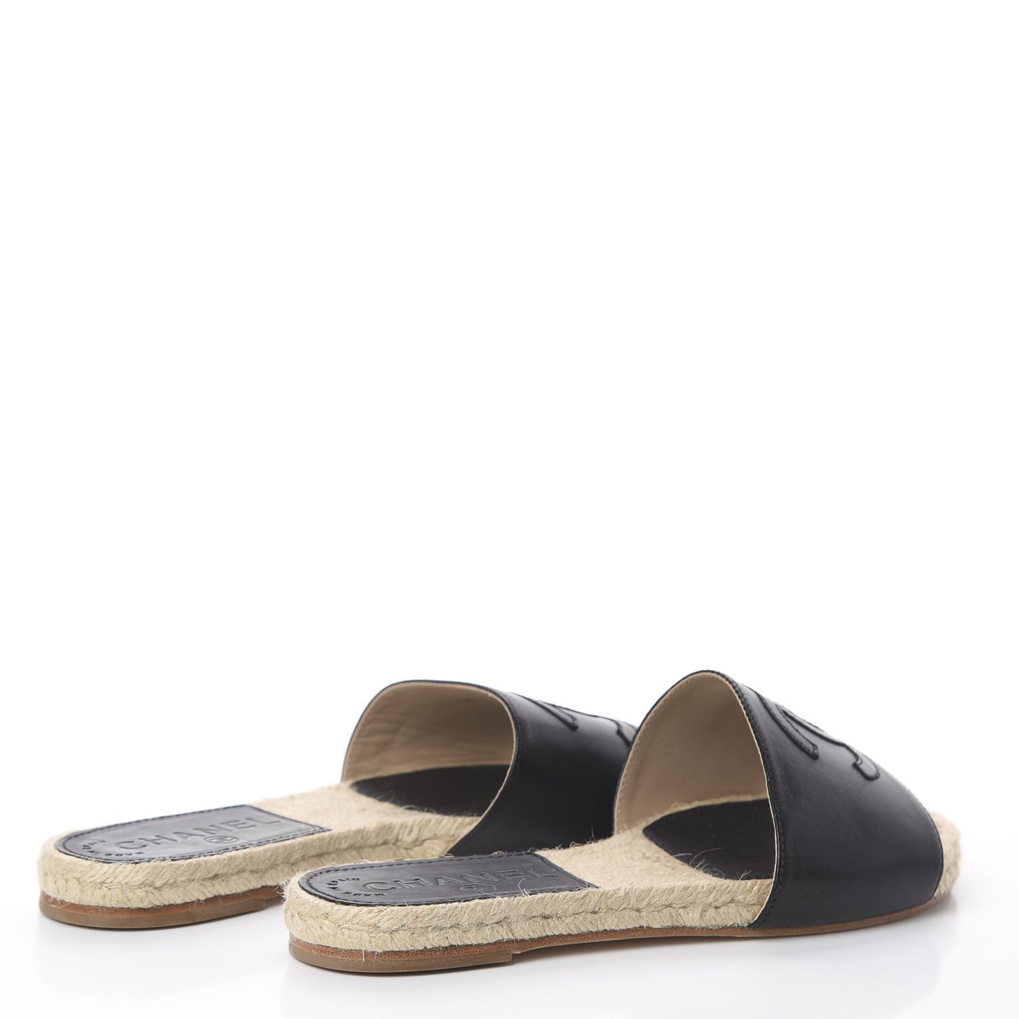 Lambskin CC Espadrille Slip On Sandals 36 Black