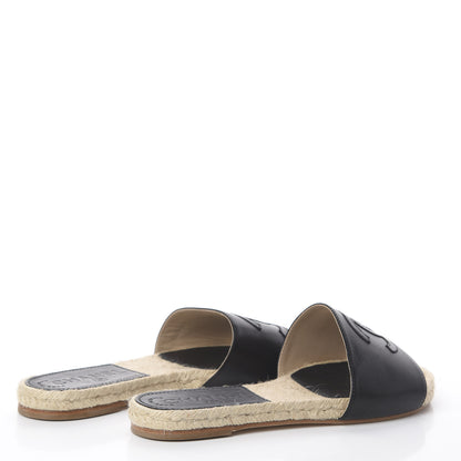 Chanel Lambskin CC Espadrille Slip On Sandals 36 Black 4 of 7