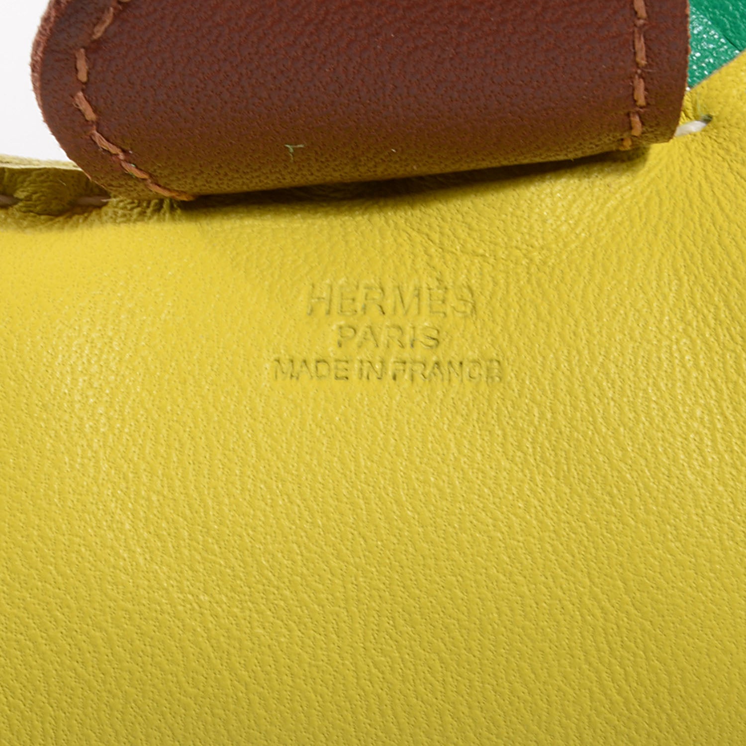 Hermes Milo Lambskin Grigri Rodeo Horse Bag Charm MM Lime Menthe Fauve 3 of 4