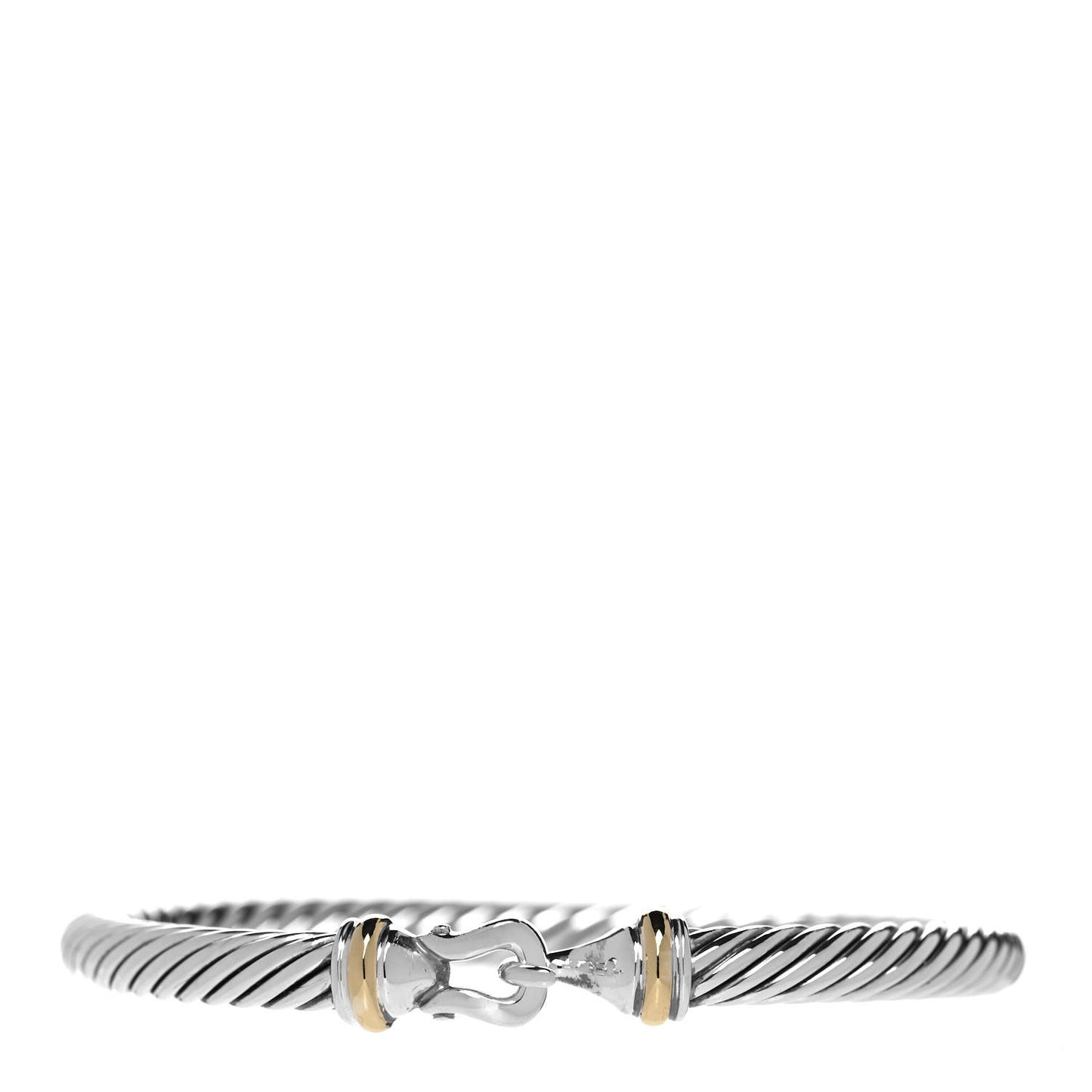Sterling Silver 18K Yellow Gold 5mm Cable Classic Buckle Bracelet