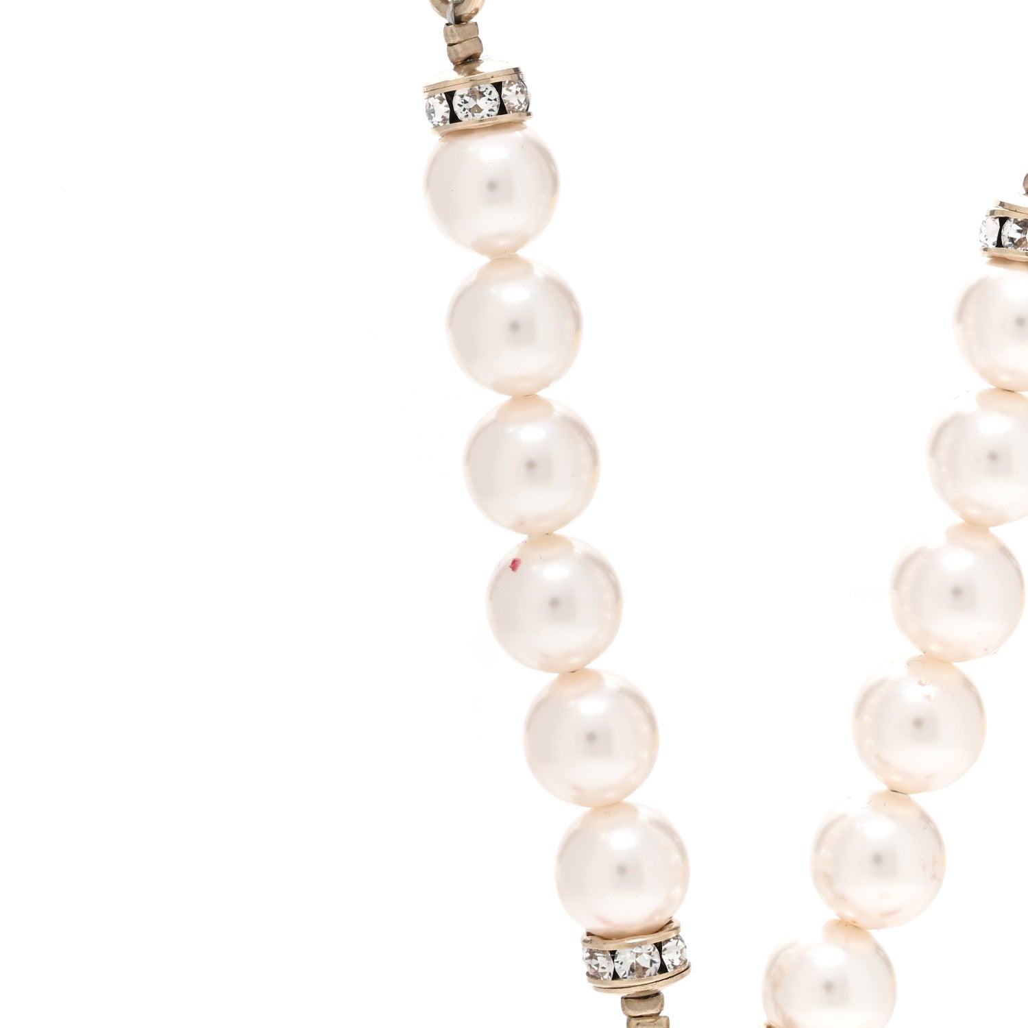 Chanel Pearl Crystal Resin CC Reversible Necklace Pink Gold White 5 of 7