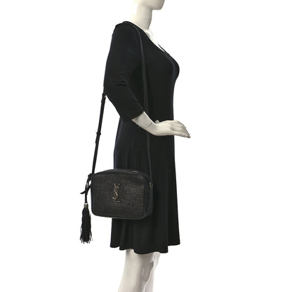 Saint Laurent Raffia Canvas Monogram Lou Camera Bag Black 2 of 11