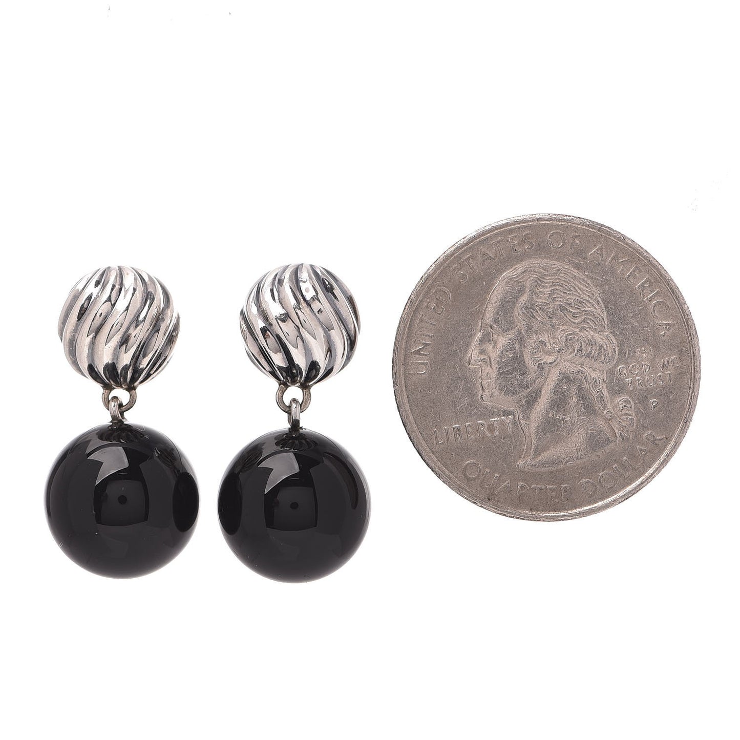 Sterling Silver Black Onyx 12mm Elements Drop Earrings