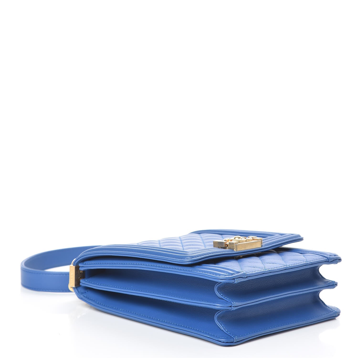 Chanel Calfskin Quilted North South Boy Flap Blue 4 of 9