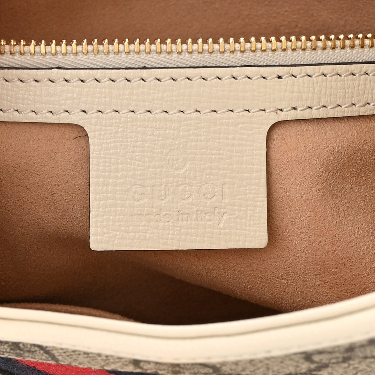 GG Supreme Monogram Azalea Calfskin Web Small Jackie 1961 Hobo Beige Ebony Mystic White
