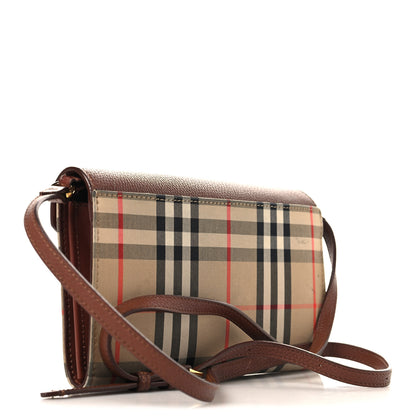 Burberry Grainy Calfskin Vintage Check Wallet With Detachable Strap Archive Beige Tan 3 of 13