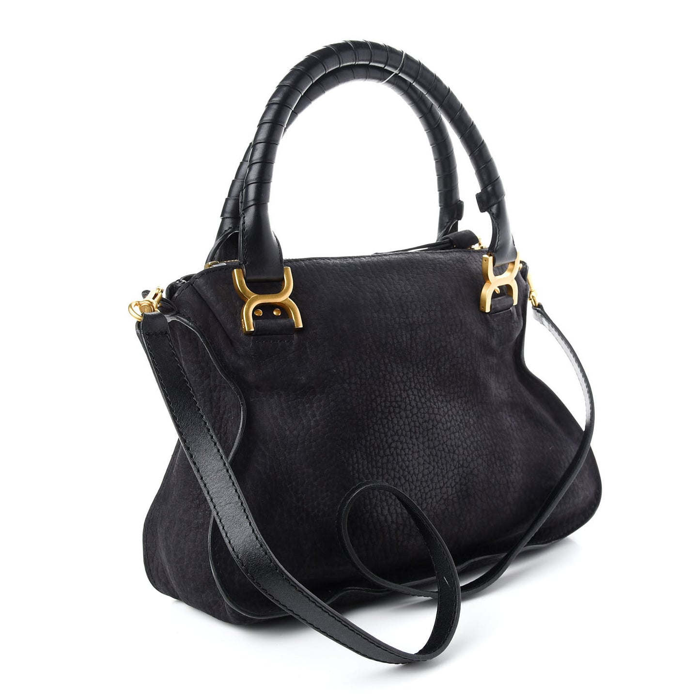 Nubuck Calfskin Medium Marcie Satchel Black